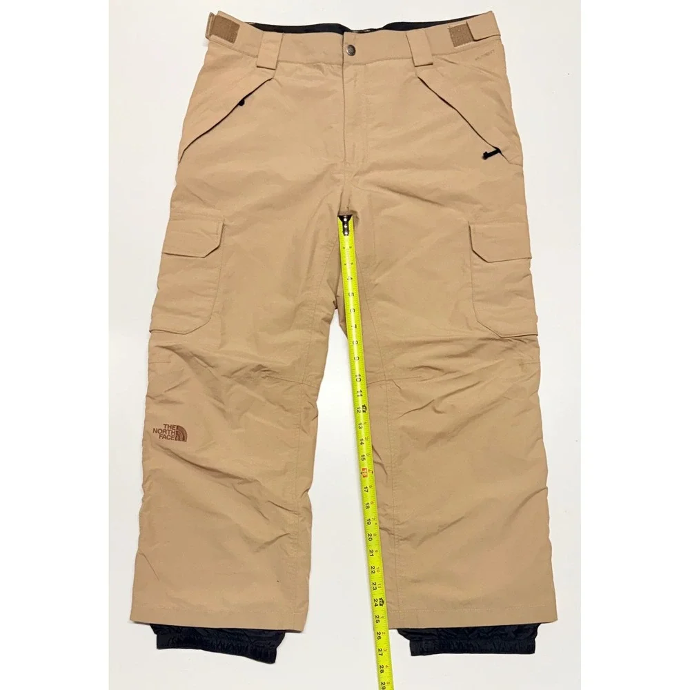 The North Face HyVent Snow Pants Mens Large Short Tan Khaki Cargo Ski Snowboard